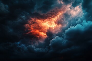 Fototapeta premium Dark sky with heavy clouds converging and a violent storm before the rain