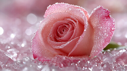 A stunning pink crystal arrangement of roses and prisms reflects light, creating a mesmerizing display of charm and modern elegance, symbolizing love, beauty, and clarity in a contemporary setting