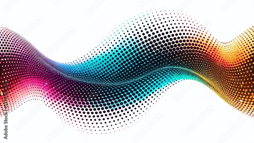 Poster abstract grainy noise wave pattern with dotted halftone background