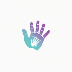 Fototapeta premium Handprint and Child Handprint in Artistic Gradient Design of Blue and Purple for Creative Projects and Family Themes