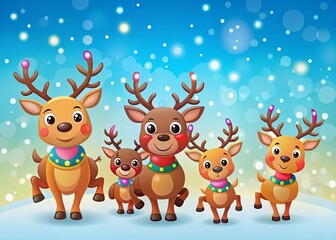 Obraz premium Adorable Cartoon Reindeer Christmas Stock Photo - Left Side Copy Space
