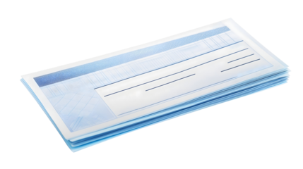 stack of blank cheques isolated png transparent cutout