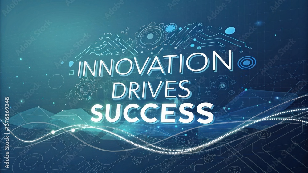 Aufkleber innovation drives success with abstract technology background and data patterns for business concept