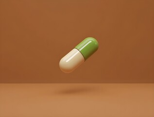 pill in brown background