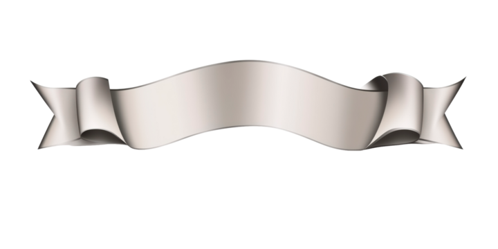 A grey ribbon banner featuring isolated on transparent background