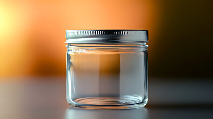 Empty glass jar with screw and metal lid. Realistic vector illustration set of transparent clear open and close with silver cap container for food storage and canning. Blank kitchen package mockup.
