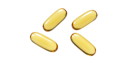 falling fish oil capsules isolated on white background 