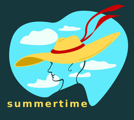 Woman in Hat, Summertime - Abstract Illustration