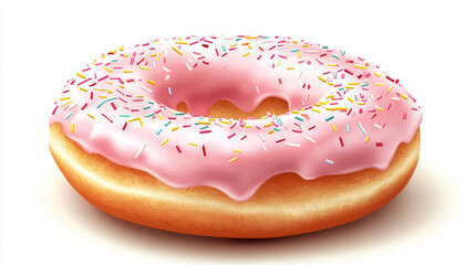 3d realistic pink donut isolated vector sweet icon illustration isolated on transparent background. Glaze on food dessert for part or breakfast. Fried delicious birthday icing bakery snack design