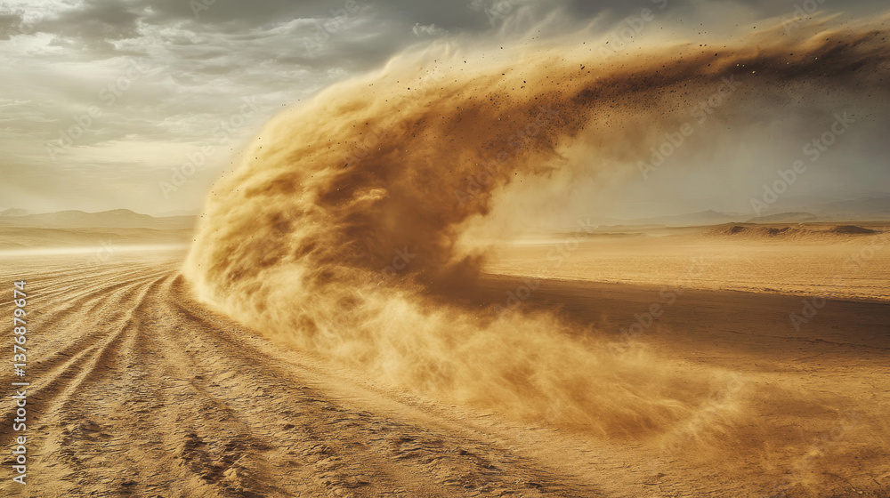 Poster isolated dust swirl vector on transparent background. sand wind tail effect with powder. dirt speed 