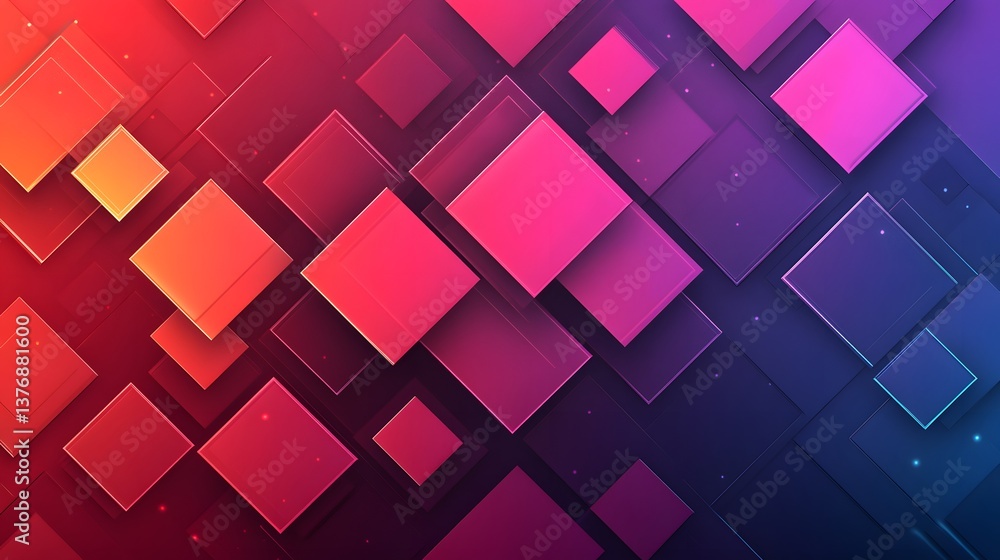 Poster bright and colorful background showcasing squares in a playful abstract design with engaging gradien