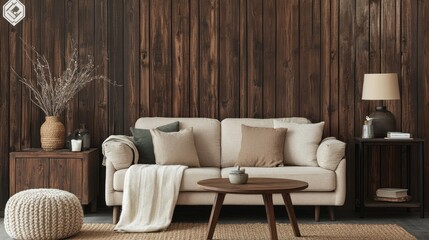 Cozy Wooden Wall Living Room