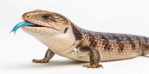 Fototapeta premium blue tongued skink lizard isolated on white background