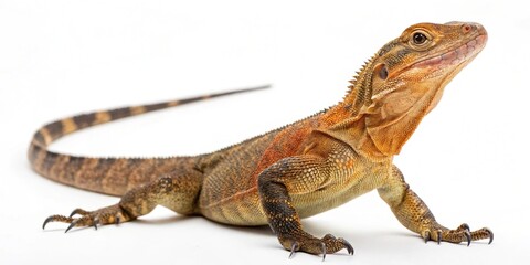asian water monitor lizard isolated on white background