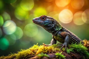 Fototapeta premium Black Lizard Double Exposure - Nature Wildlife Photography