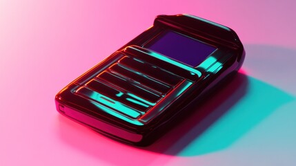 Retro Futuristic Mobile Phone with Neon Lighting Effects