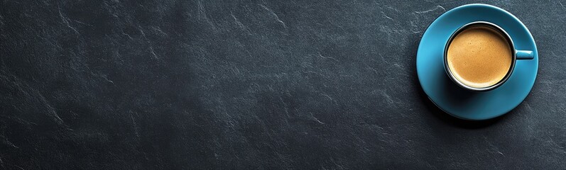 Single Espresso in Teal Cup on Dark Surface