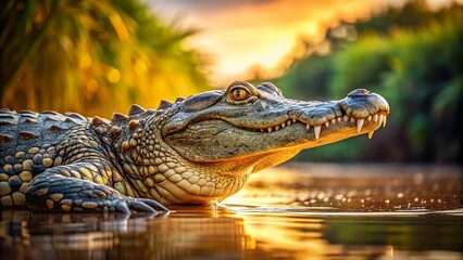Fototapeta premium Candid Close-up of a Crocodile Resting in the Sun