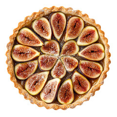 A Rustic Fig Tart with Figs Isolated on Transparent Background