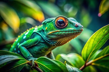 Fototapeta premium Candid Rainforest Animals: Vibrant Wildlife in Lush Tropical Foliage
