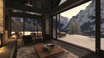 A moody industrial-style living room with a deep black and copper color palette, exposed brick walls, and stylish decor.