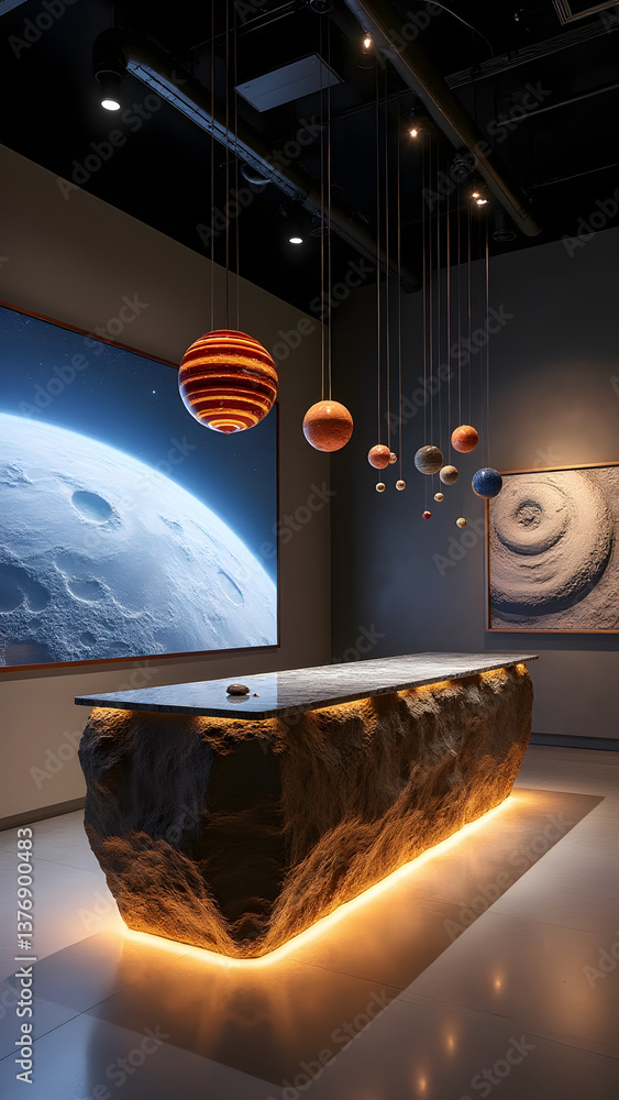 Poster celestial-inspired reception merging aerospace technology with experiential design elements.