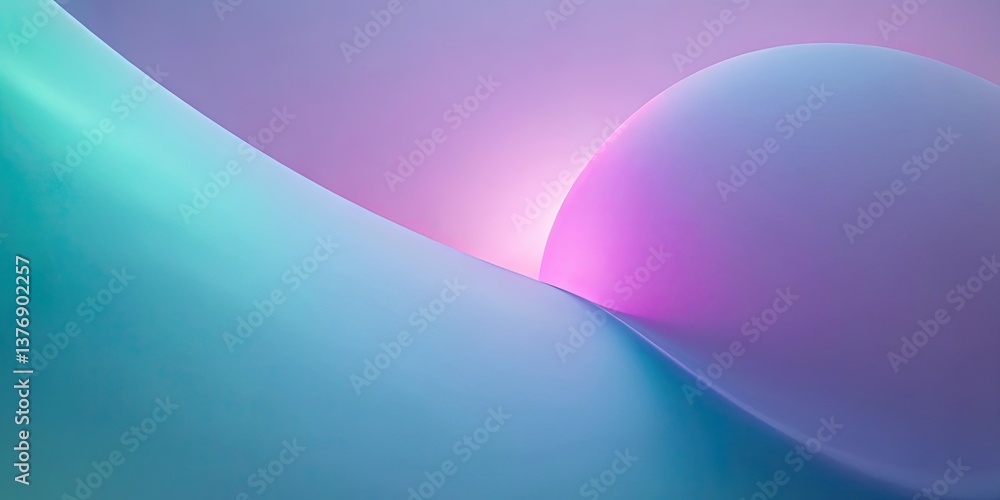 Aufkleber abstract gradient background with soft curves and glowing orb
