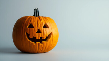 A pumpkin with a smiley face carved into it