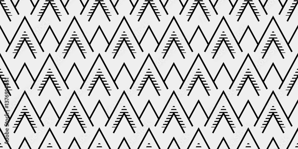 Aufkleber The mountains are formed by overlapping triangles with a textured, striped pattern inside. The pattern creates a sense of depth and movement.