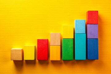 Obraz premium Colorful Rectangular Blocks Ascending Order Bright Background Stock Photo