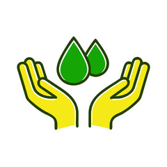 Fototapeta premium Hands Cupping Water Icon - icon on “Eco / Sustainability” theme 