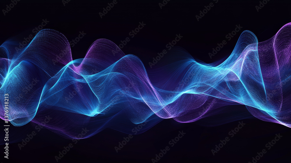 Poster neon glowing fiber with high speed motion effect. blue and purple line streaks of data network or en