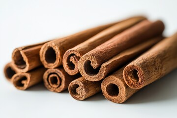 A close up image of several cinnamon sticks