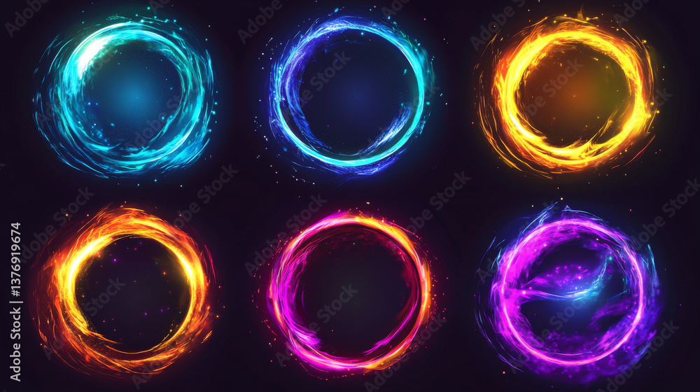 Aufkleber set of abstract template banner with color circles