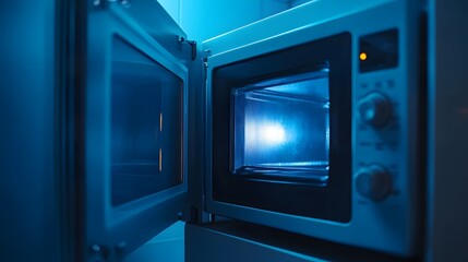 Fototapeta premium Professional Close-Up View of Microwave Oven Interior for Kitchen Appliance Advertising