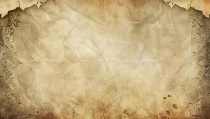 A blank parchment paper with aged edges, adorned with faded ink that seems to tell tales of ancient