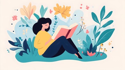 Serene Young Man Reading a Book While Sitting, Possibly Relaxing