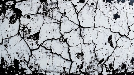 Obraz premium Cracked Black & White Texture Distressed Surface Detail, Abstract Grunge Pattern, High-Resolution Background, Industrial Aesthetic