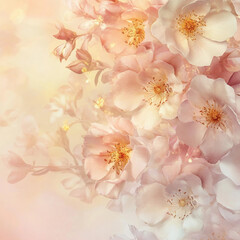A close up of a bouquet of white flowers with a light pink background