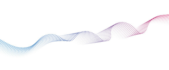 Flowing Dot Wave halftone gradient pattern on transparent background