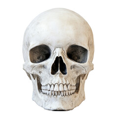 Obraz premium Realistic Human Skull Model with Detailed Texture and Lifelike Appearance on Transparent Background