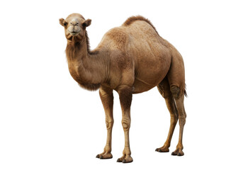 Single Brown Camel Standing Against a Transparent Background With Soft Lighting