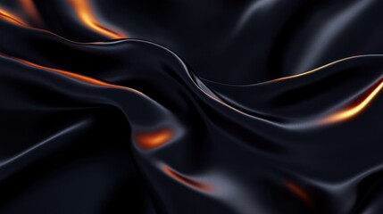 Fototapeta premium Black Silk Fabric Smooth Elegant Texture Soft Satin Luxury Drapery Background