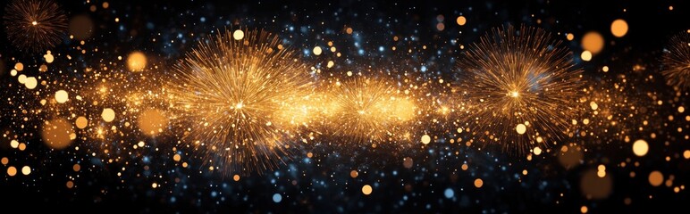 Obraz premium New Year Fireworks Celebration Golden Sparkles Night Sky 2025 to 2025
