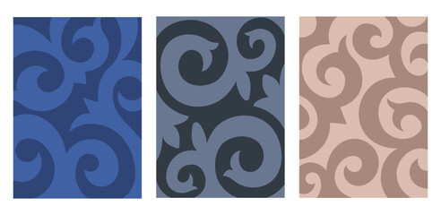 Set of national kazakh patterns background, vector illustration. For design, wallpaper, card, banner, flyer. National ornament of Kyrgyz, Mongol, Buryat, Kalmyk ethnicities