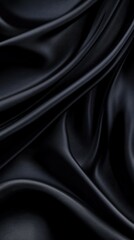 Obraz premium Elegant Black Silk Fabric Close-up Flowing Folds Photorealistic Background