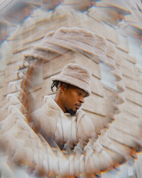 Portrait of Young Black Man with Spiral Prism Effect