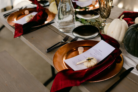 Beautiful Table Setting for Autumn Wedding