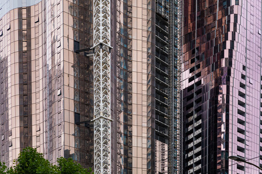 Shimmering Reflective Surfaces of Urban Towers in Melbourne