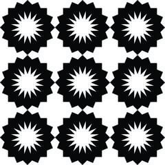 Abstract Sun Shape Seamless Pattern Vector Silhouette